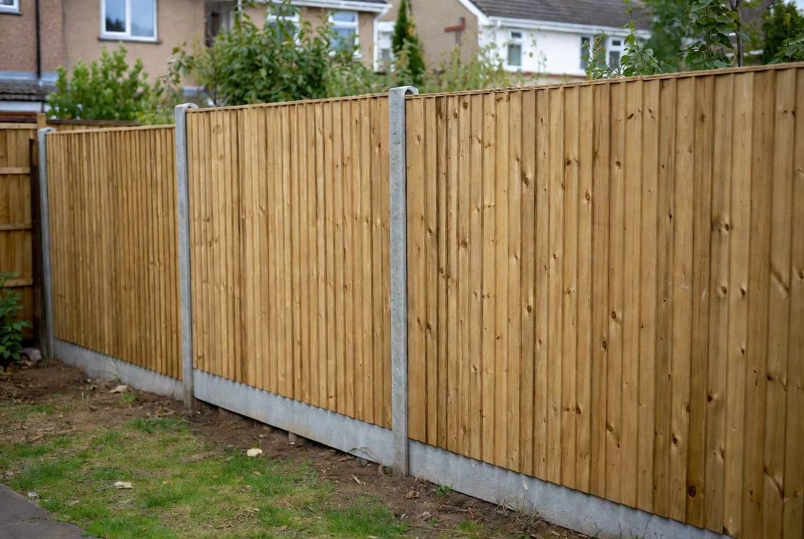 A closed wooden garden boundary
