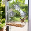 Acrylic Bird Feeder Clear Window Outside Hanging Bird Feeder House with Suction Cup for Garden Outdoor Backyard Wildlife Birding